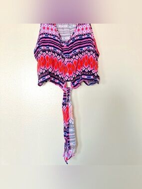 *BRAND NEW* LAmour Pink&Purple Snake Skin Print Button Down Tie Cropped Tank Top